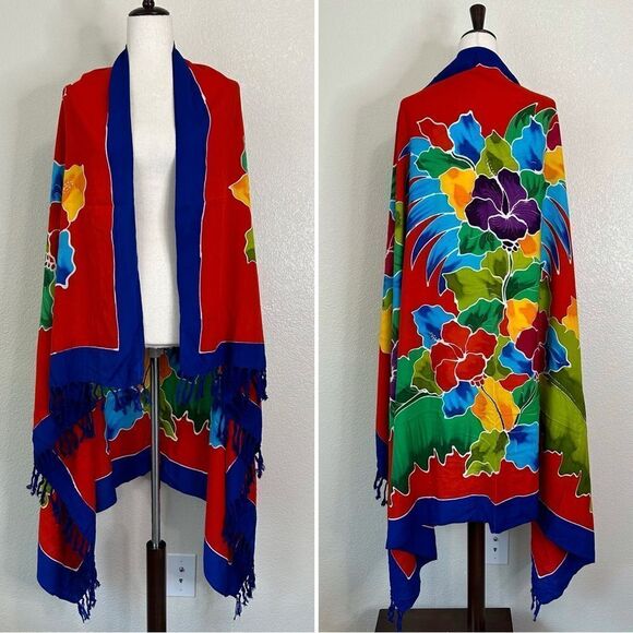 Boho Floral Fringe Sarong or Beach Blanket - Picture 1 of 11